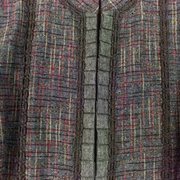 Coldwater Creek Brown Plaid Tweed Hook Front Long Sleeve Peplum Jacket PXL - Picture 12 of 16